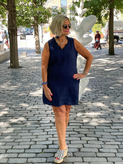 LULU-B NAVY LINEN DRESS