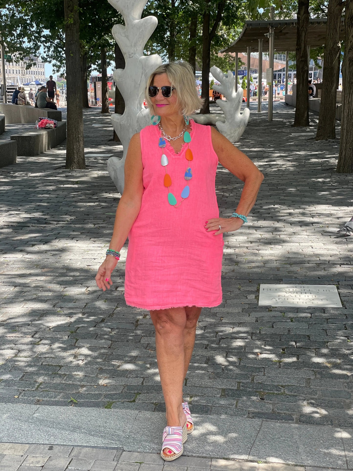 LULU-B CORAL LINEN DRESS