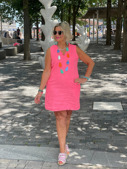 LULU-B CORAL LINEN DRESS