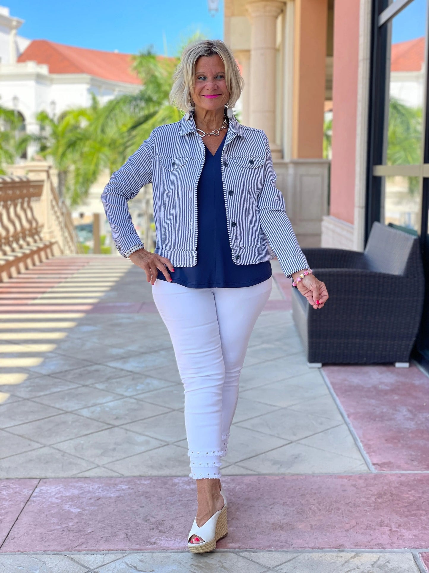 LULU B  NAVY SEERSUCKER JACKET
