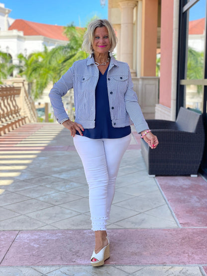 LULU B  NAVY SEERSUCKER JACKET
