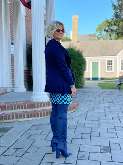 CAROLINE NAVY RUFFLE SWEATER