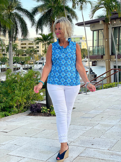 BAHAMA BLUE TURTLE SLEEVELESS RUFFLE