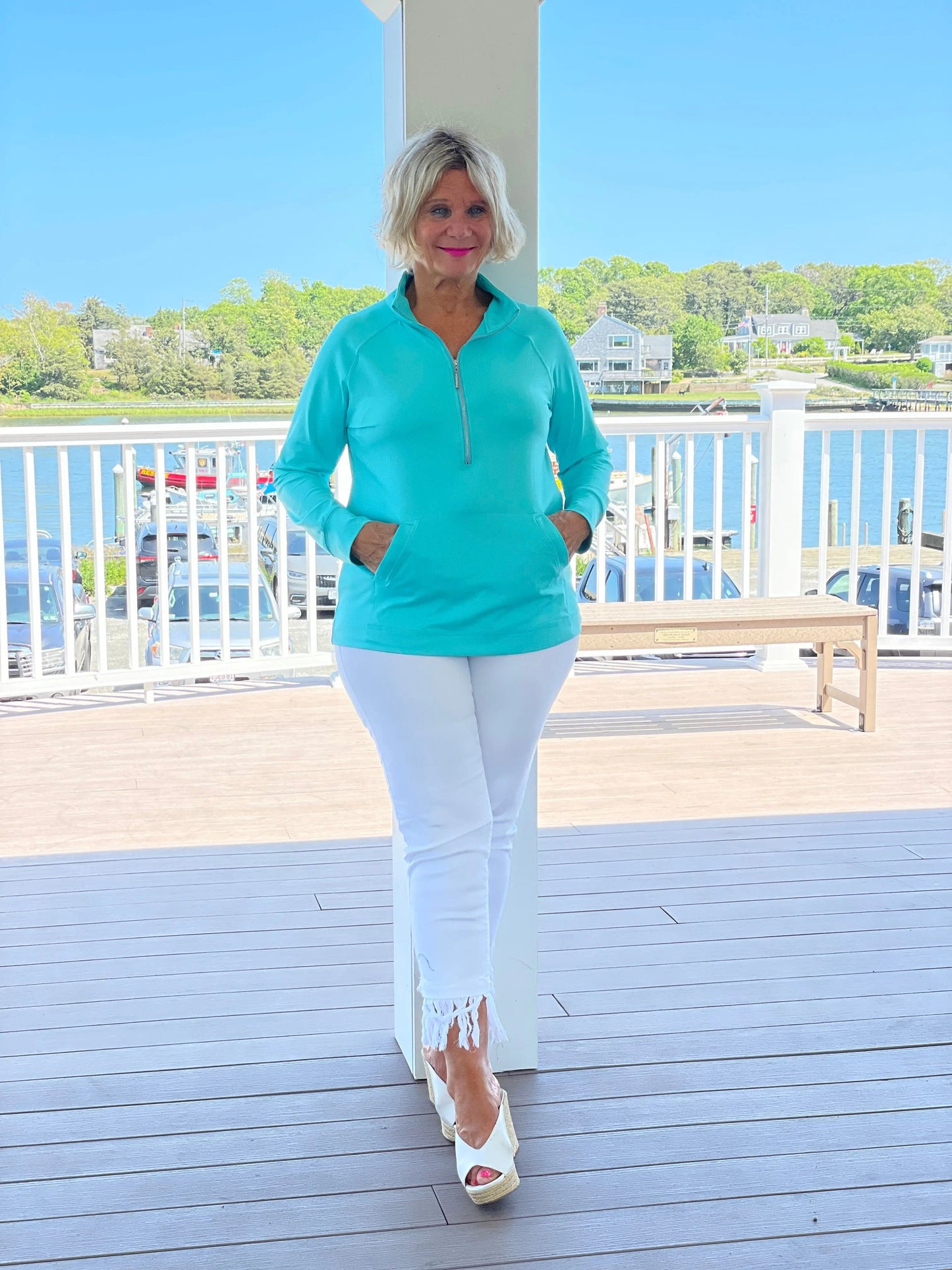 LULU-B KANGAROO SEAFOAM HALF ZIPPER