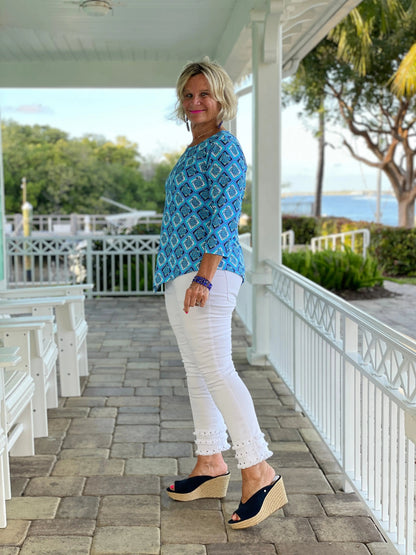 BAHAMA BLUE TURTLE ASYMMETRIC TOP