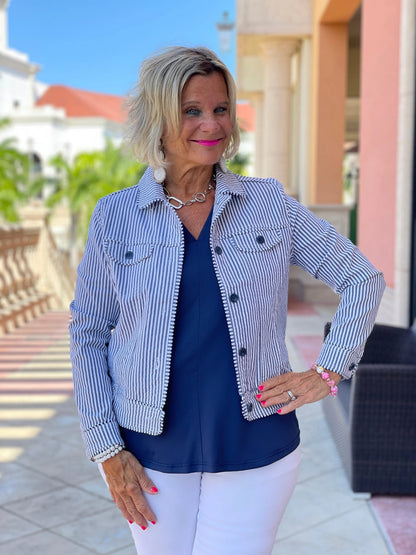 LULU B  NAVY SEERSUCKER JACKET