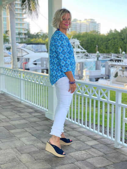 BAHAMA BLUE TURTLE ASYMMETRIC TOP