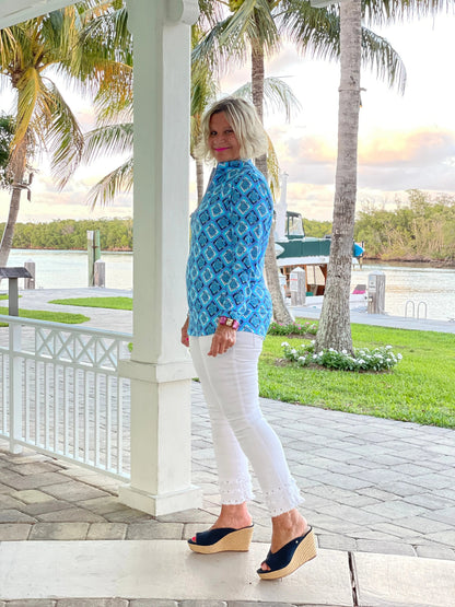 BAHAMA BLUE TURTLE HALF ZIPPER
