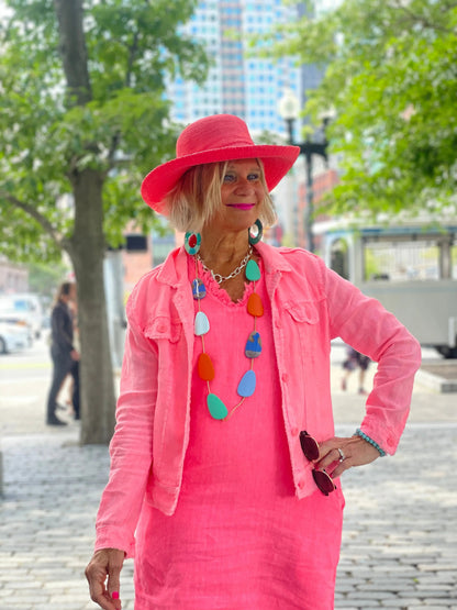 LULU-B CORAL LINEN DRESS