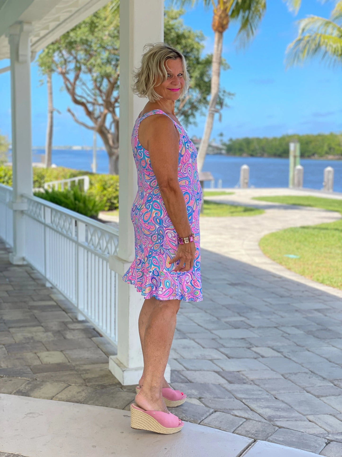 CAROLINA PAISLEY HALTER RUFFLE