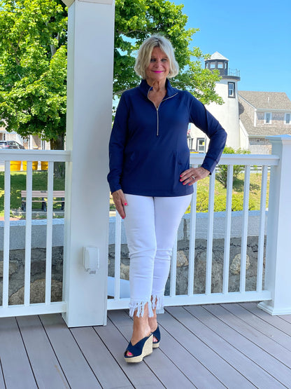 LULU-B KANGAROO NAVY HALF ZIPPER