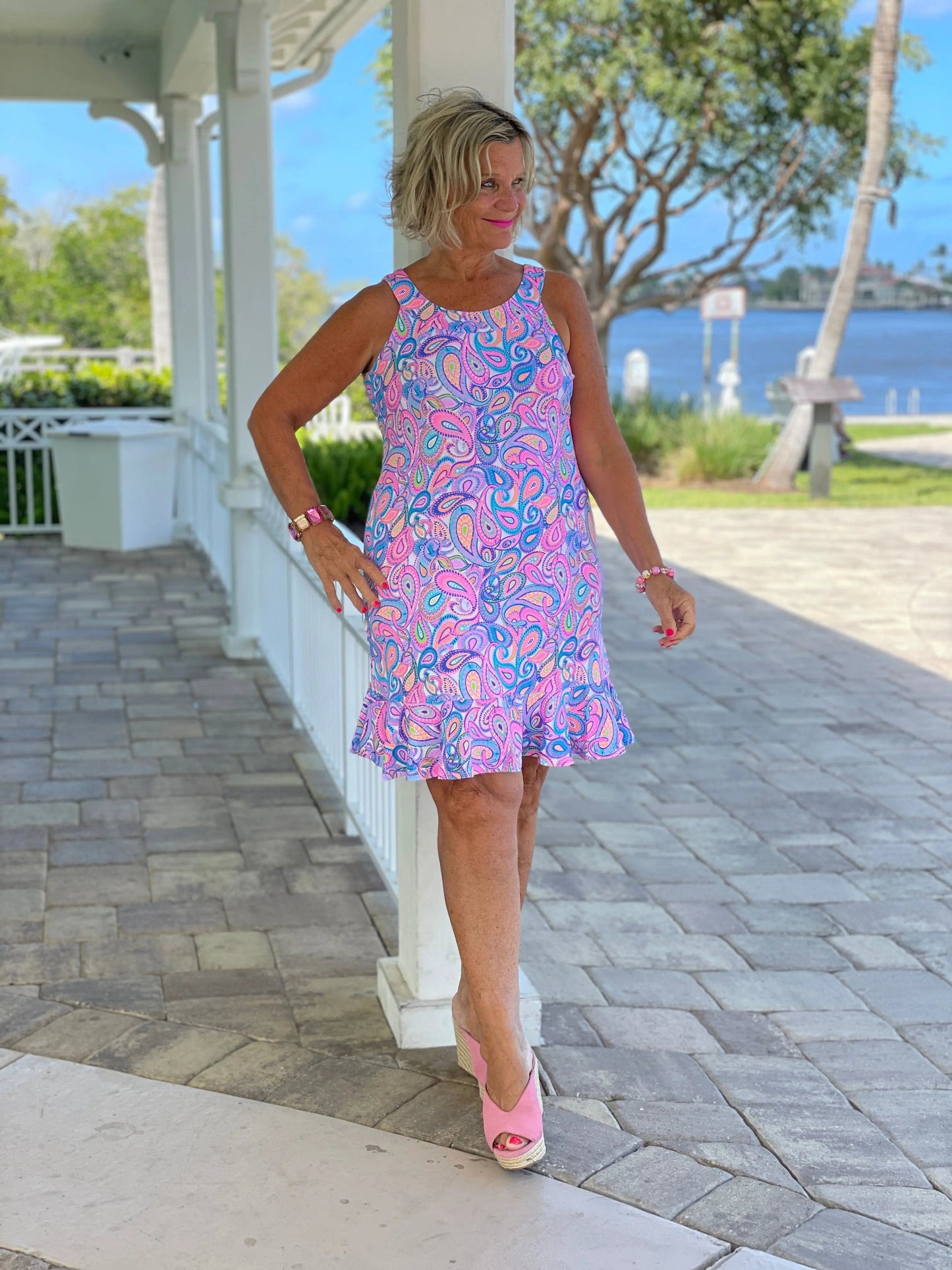 CAROLINA PAISLEY HALTER RUFFLE
