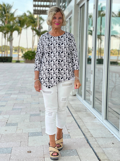 BLACK AND BEIGE ASYMMETRIC TOP