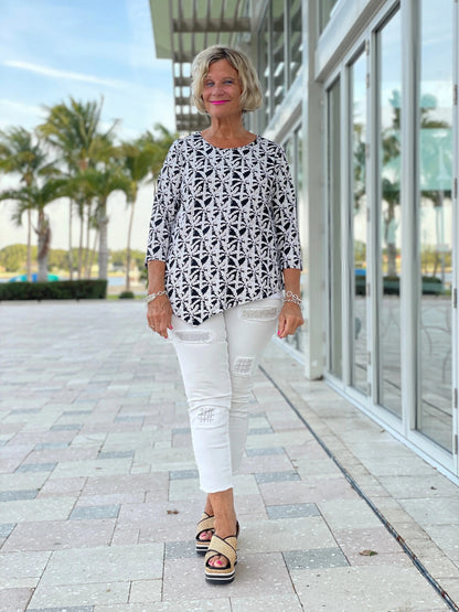 BLACK AND BEIGE ASYMMETRIC TOP