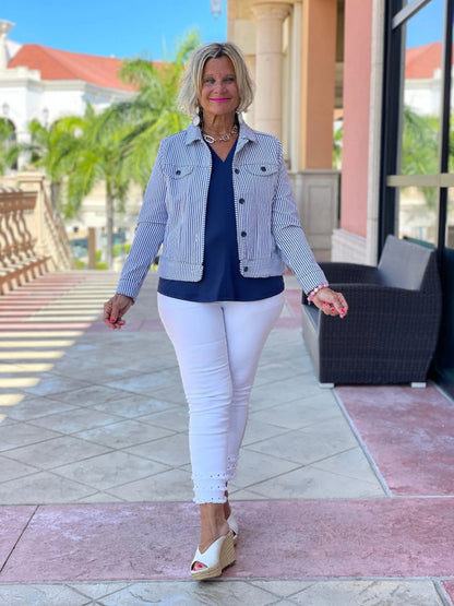 LULU B  NAVY SEERSUCKER JACKET