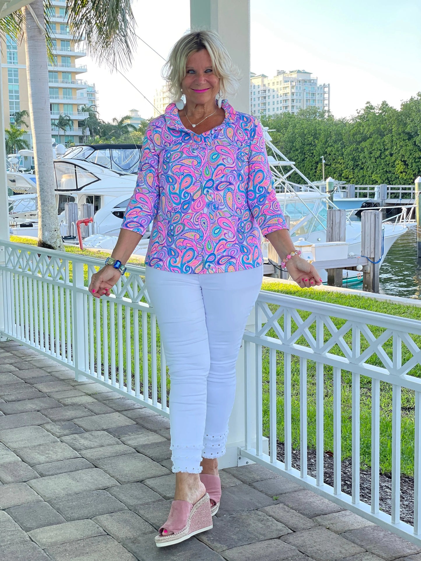 CAROLINA PAISLEY RUFFLE TOP