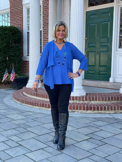 BLUE MESH RUFFLE WRAP