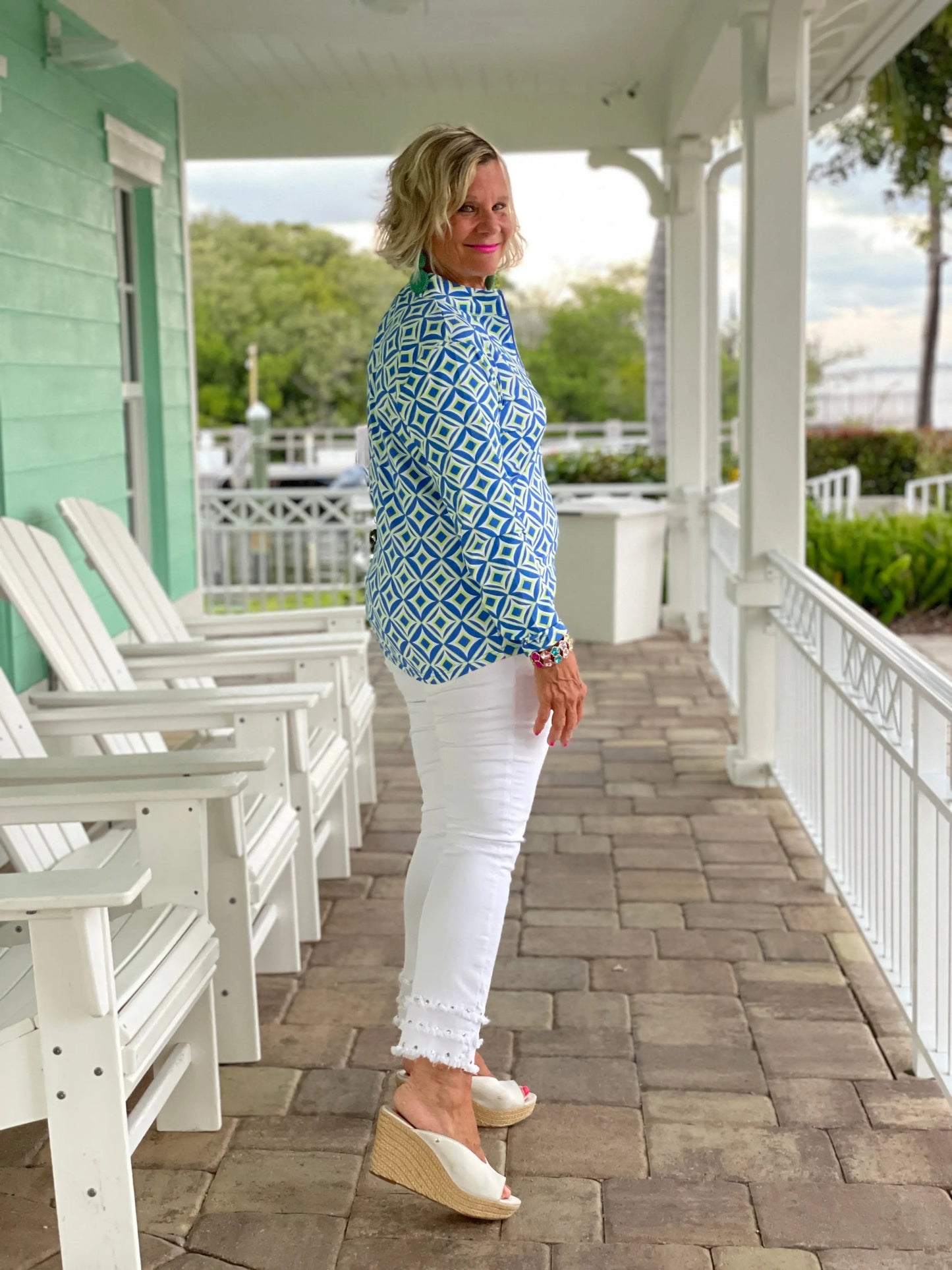 AQUA DIAMONDS  HALF ZIPPER