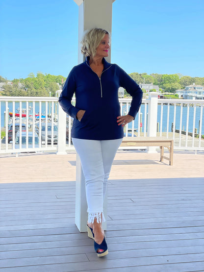 LULU-B KANGAROO NAVY HALF ZIPPER