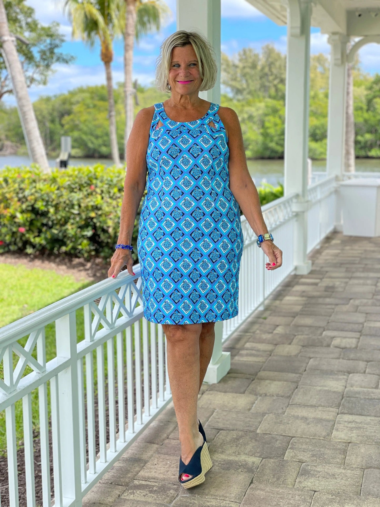 BAHAMA BLUE HALTER DRESS