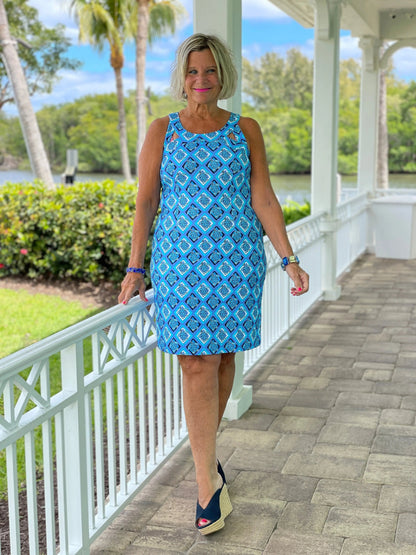 BAHAMA BLUE HALTER DRESS