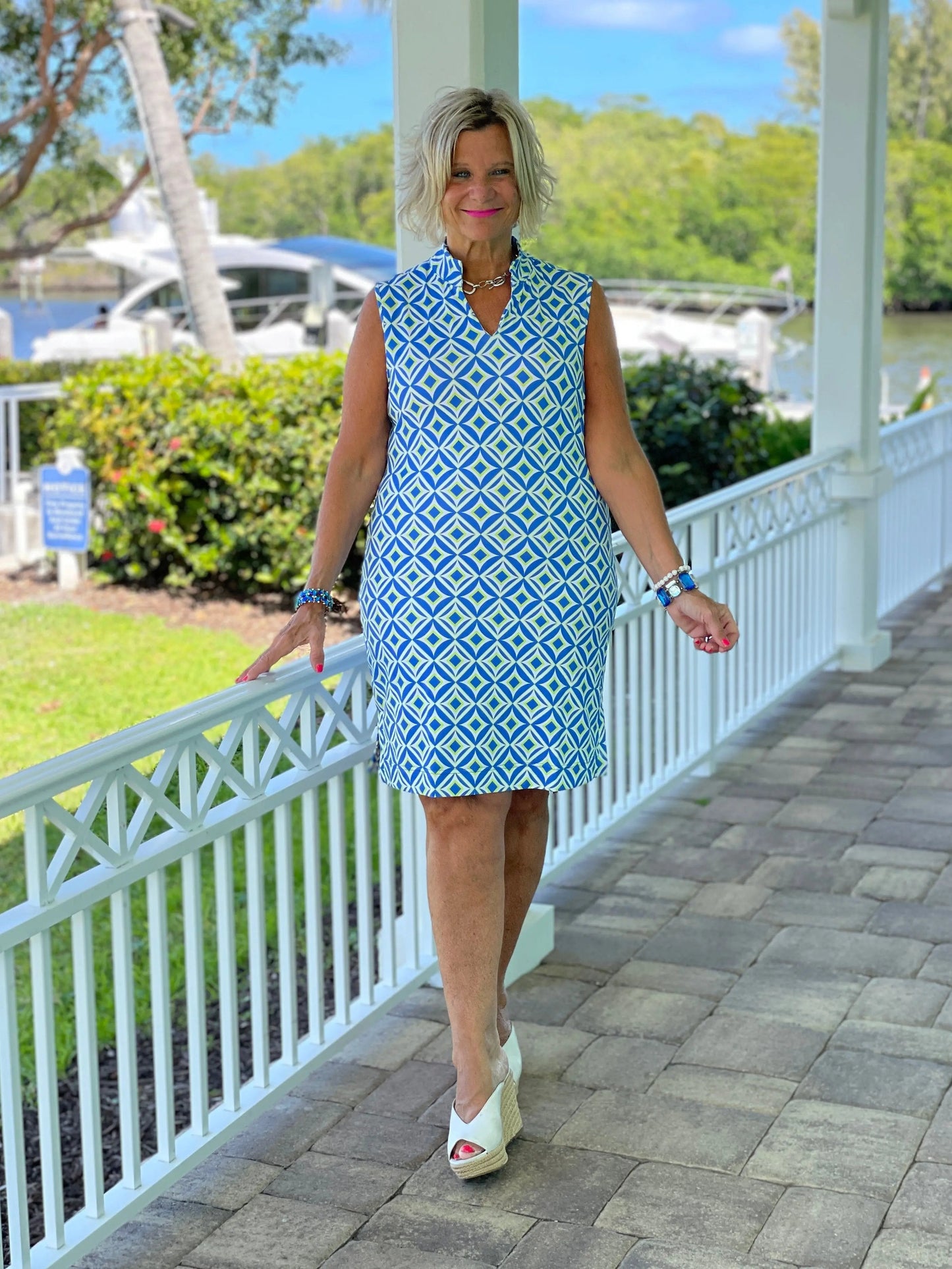 AQUA DIAMONDS COLLAR DRESS