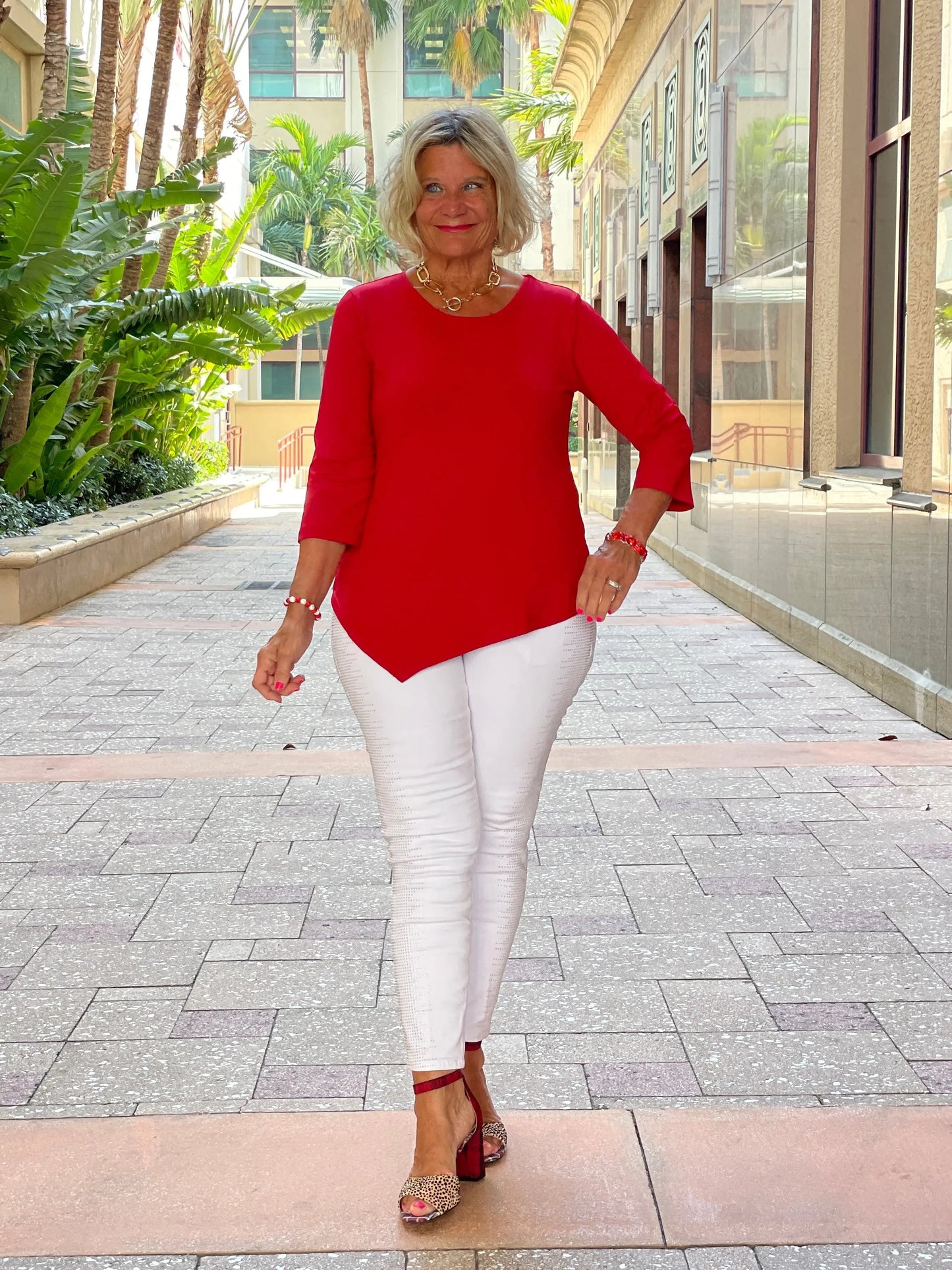 CRIMSON RED ASYMMETICAL TOP
