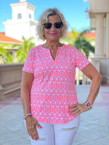 CANDY PINK SHORT SLEEVE TOP