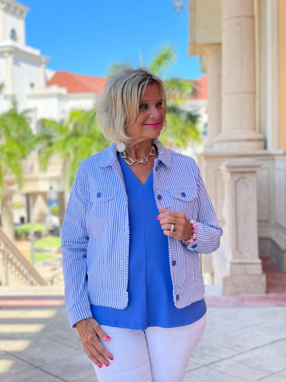LULU B  BLU SEERSUCKER  JACKET
