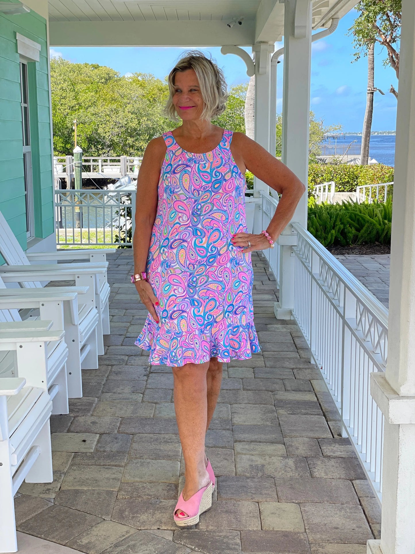 CAROLINA PAISLEY HALTER RUFFLE