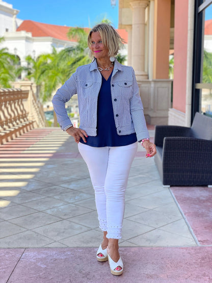 LULU B  NAVY SEERSUCKER JACKET
