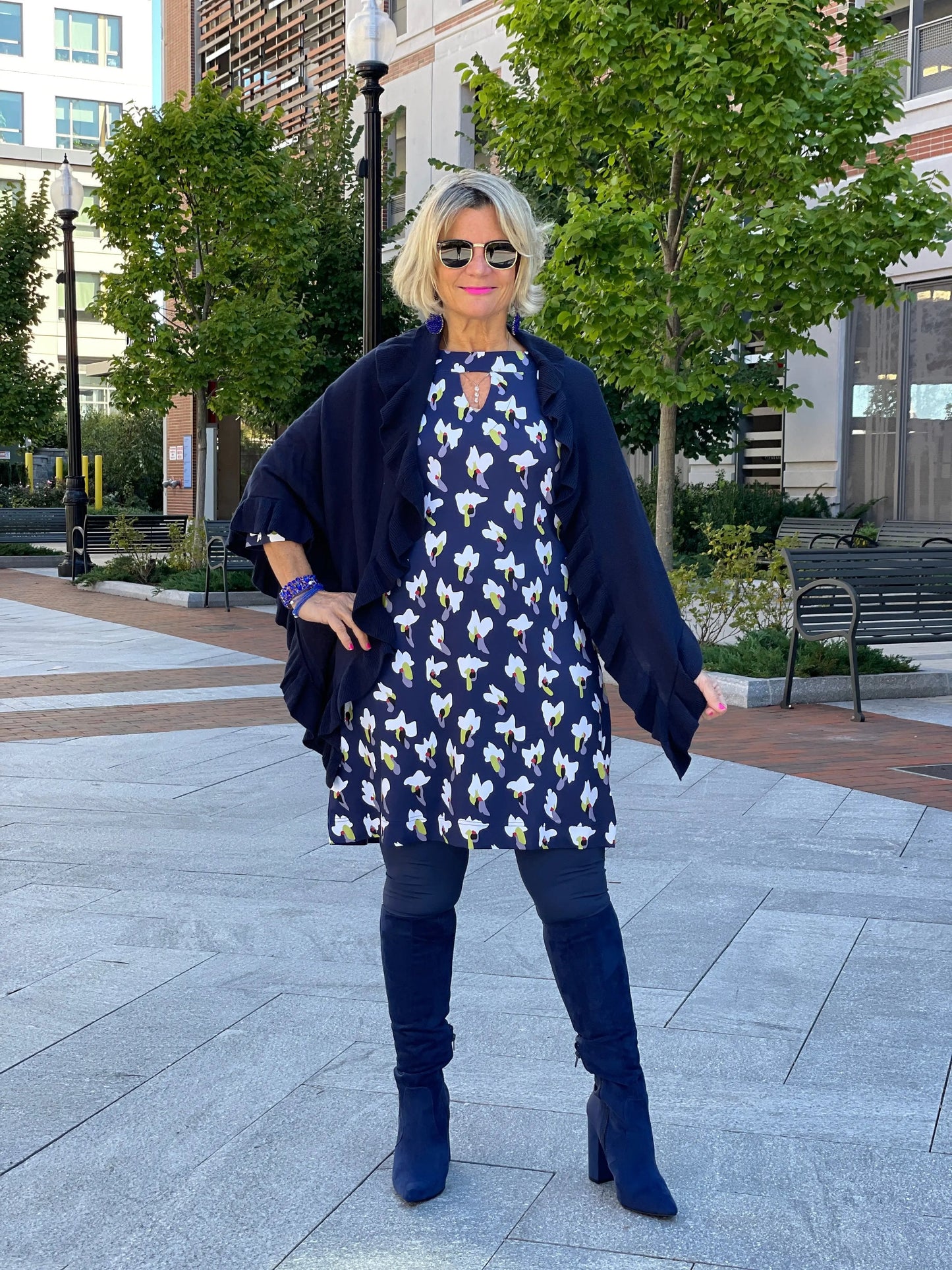LULU-B KEYHOLE NAVY DREAMING DRESS
