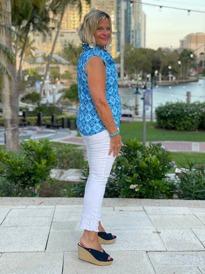 BAHAMA BLUE TURTLE SLEEVELESS RUFFLE