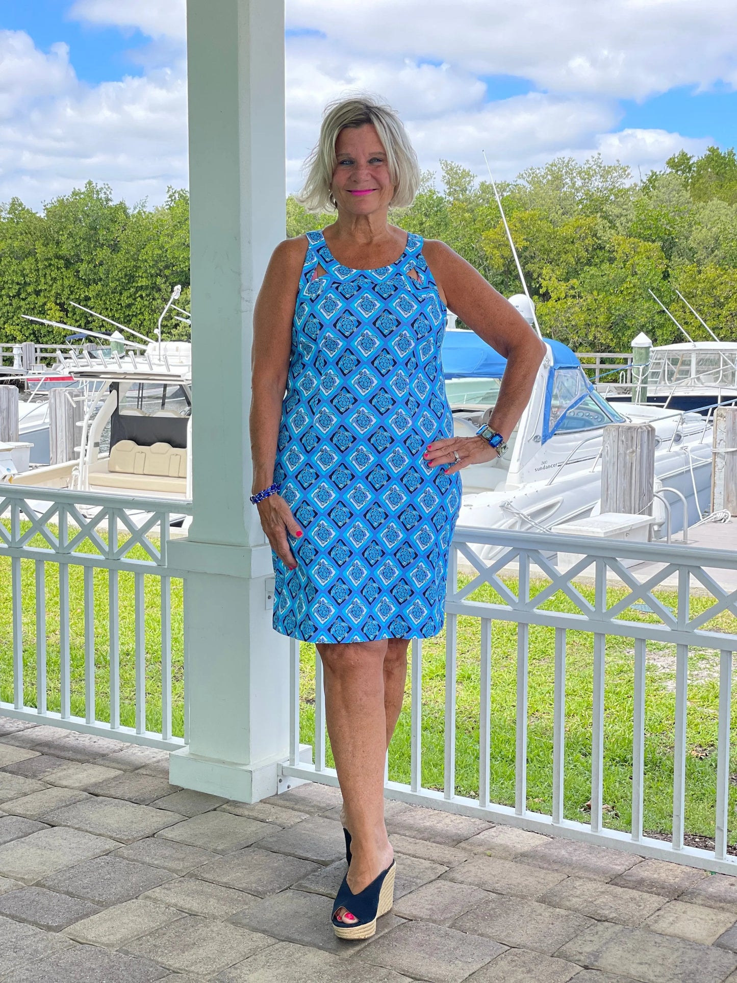 BAHAMA BLUE HALTER DRESS