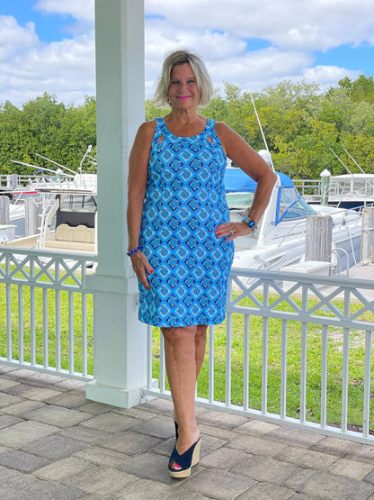 BAHAMA BLUE HALTER DRESS