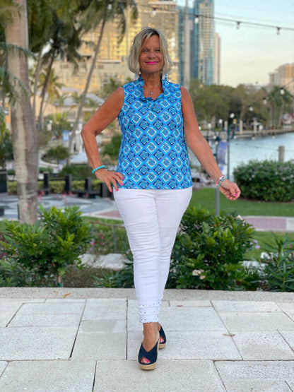 BAHAMA BLUE TURTLE SLEEVELESS RUFFLE