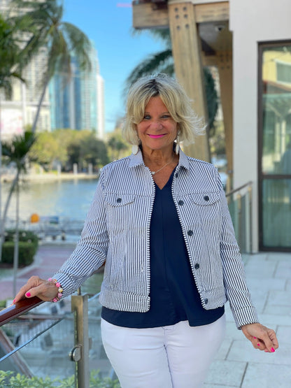 LULU B  NAVY LINSEERSUCKER JACKET