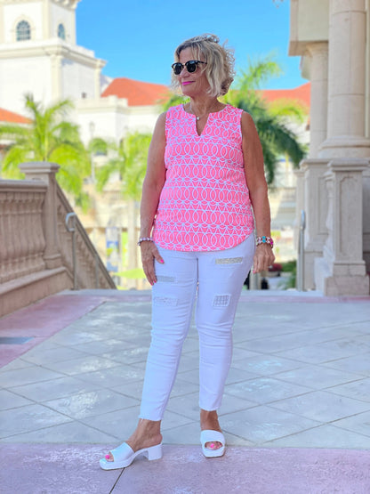 CANDY PINK SLEEVELESS V NECK