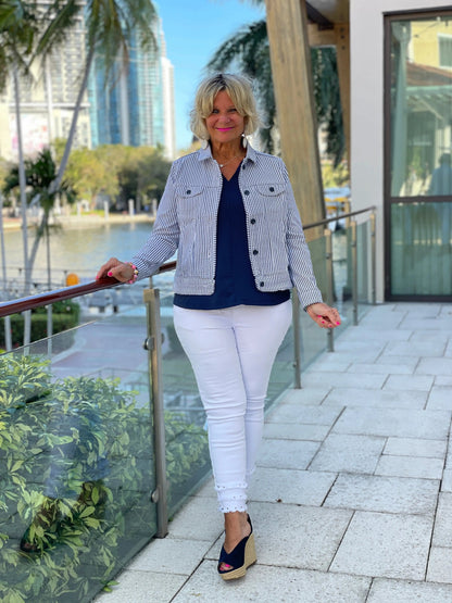 LULU B  NAVY LINSEERSUCKER JACKET