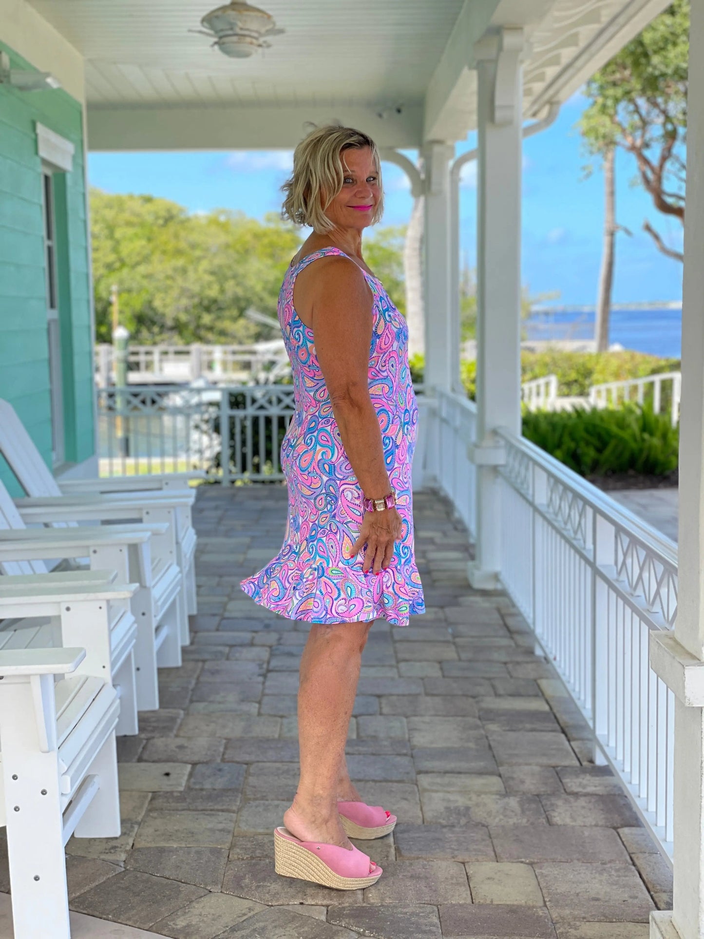 CAROLINA PAISLEY HALTER RUFFLE