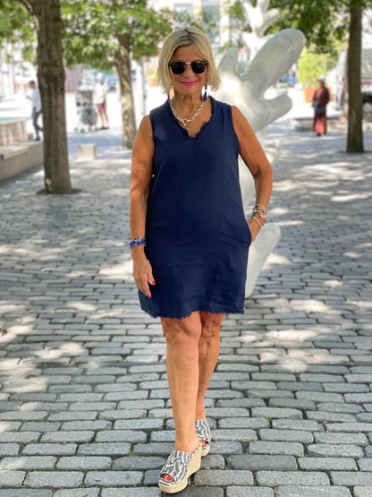 LULU-B NAVY LINEN DRESS