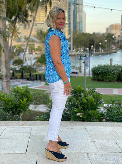 BAHAMA BLUE TURTLE SLEEVELESS RUFFLE