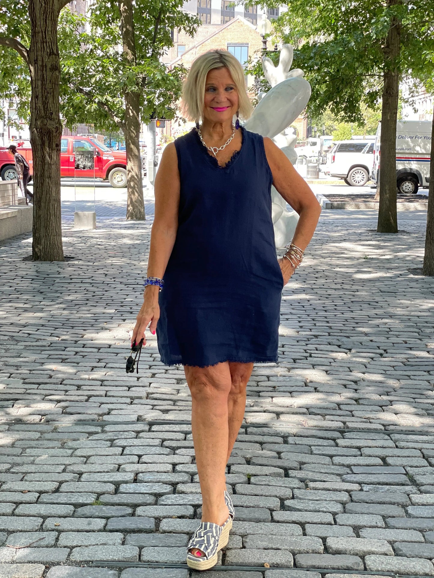 LULU-B NAVY LINEN DRESS