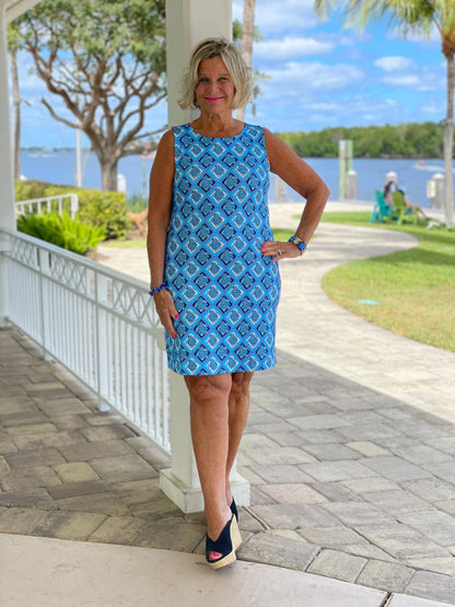 BAHAMA BLUE SHIFT DRESS