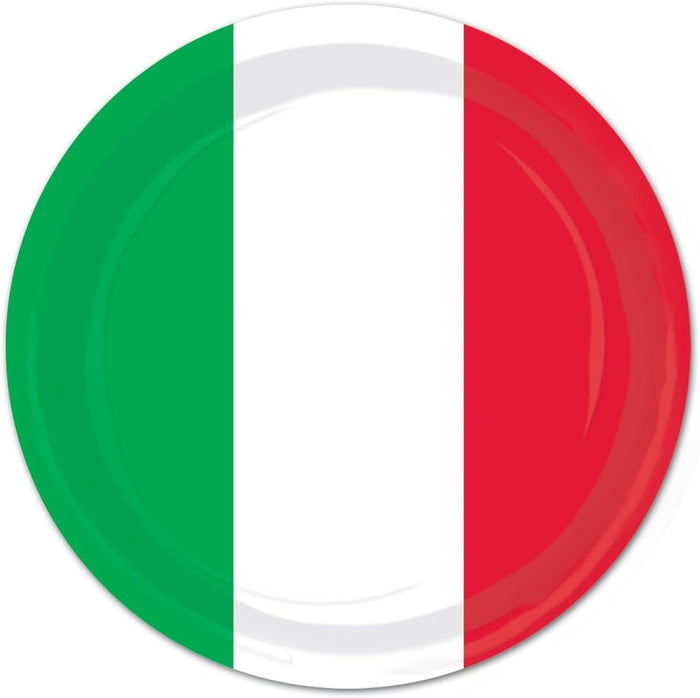 Italian Red White and Green Paper Plates 7" (8)