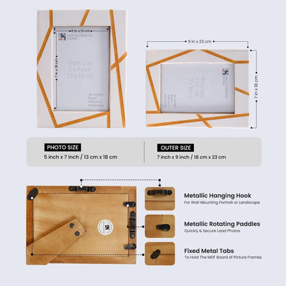Ivory Amber Angular Line Resin Inlay Picture Frame 4x6 5x7