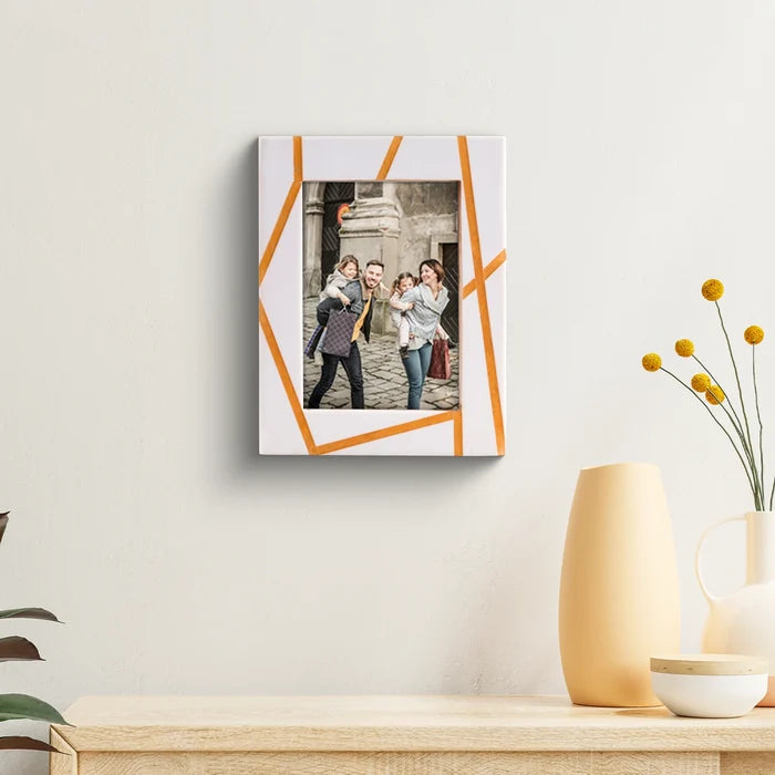 Ivory Amber Angular Line Resin Inlay Picture Frame 4x6 5x7