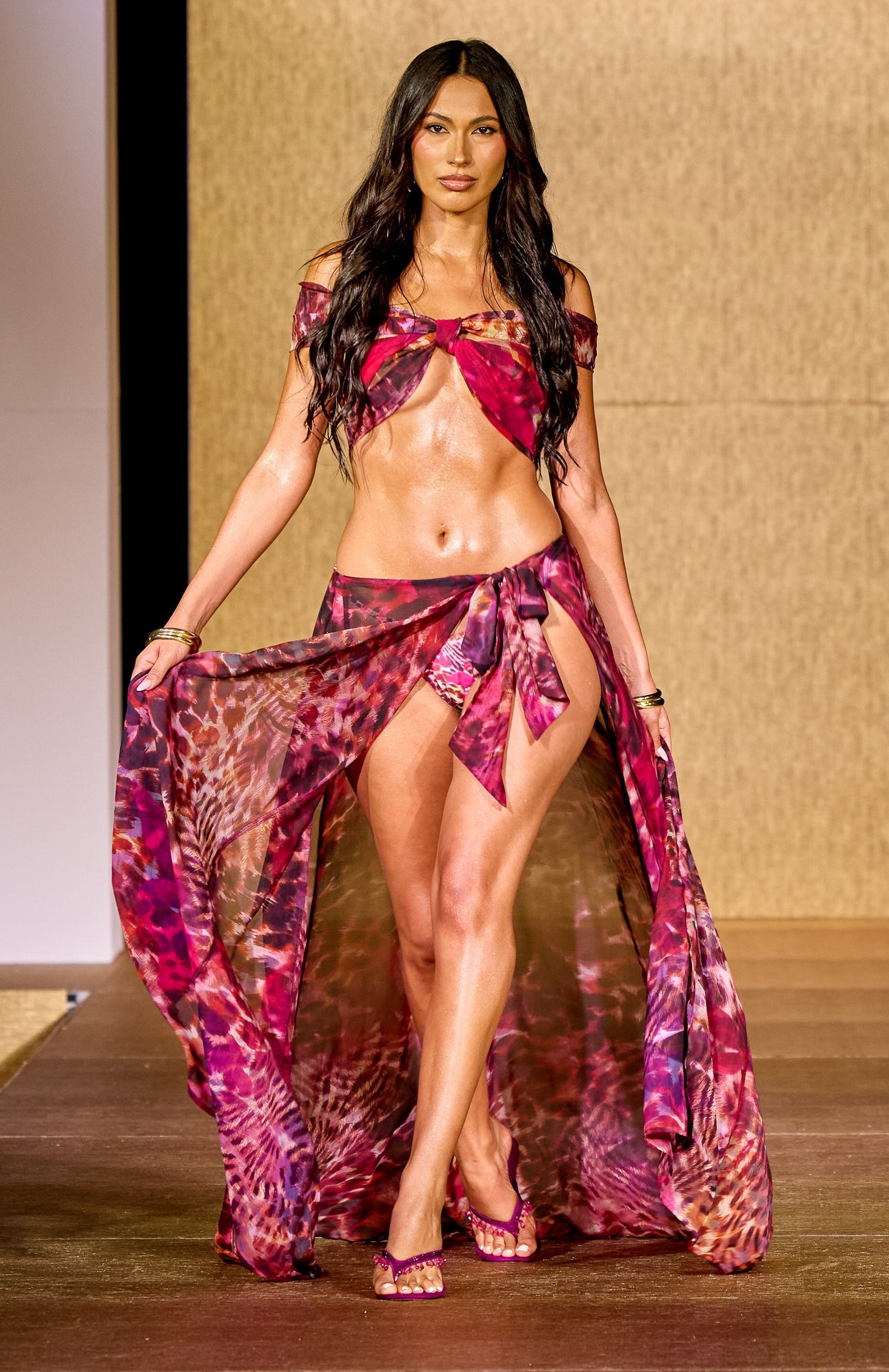Frangipani Drift Scarf Top Electric Bloom