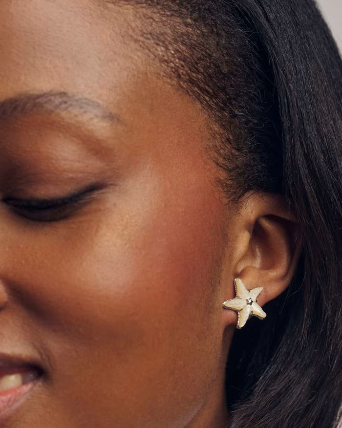 Kendra Scott Parker Starfish Gold Stud Earrings in Natural Mother of Pearl