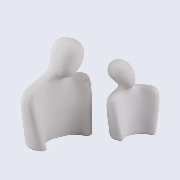 leanity set of 2 matte white face figurines modern ceramic home decor gift